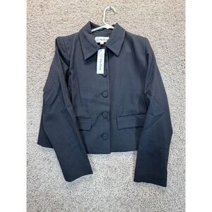 The Drop Myra Suiting Jacket – Black Blazer, Size M, Cropped Style, New with Tag